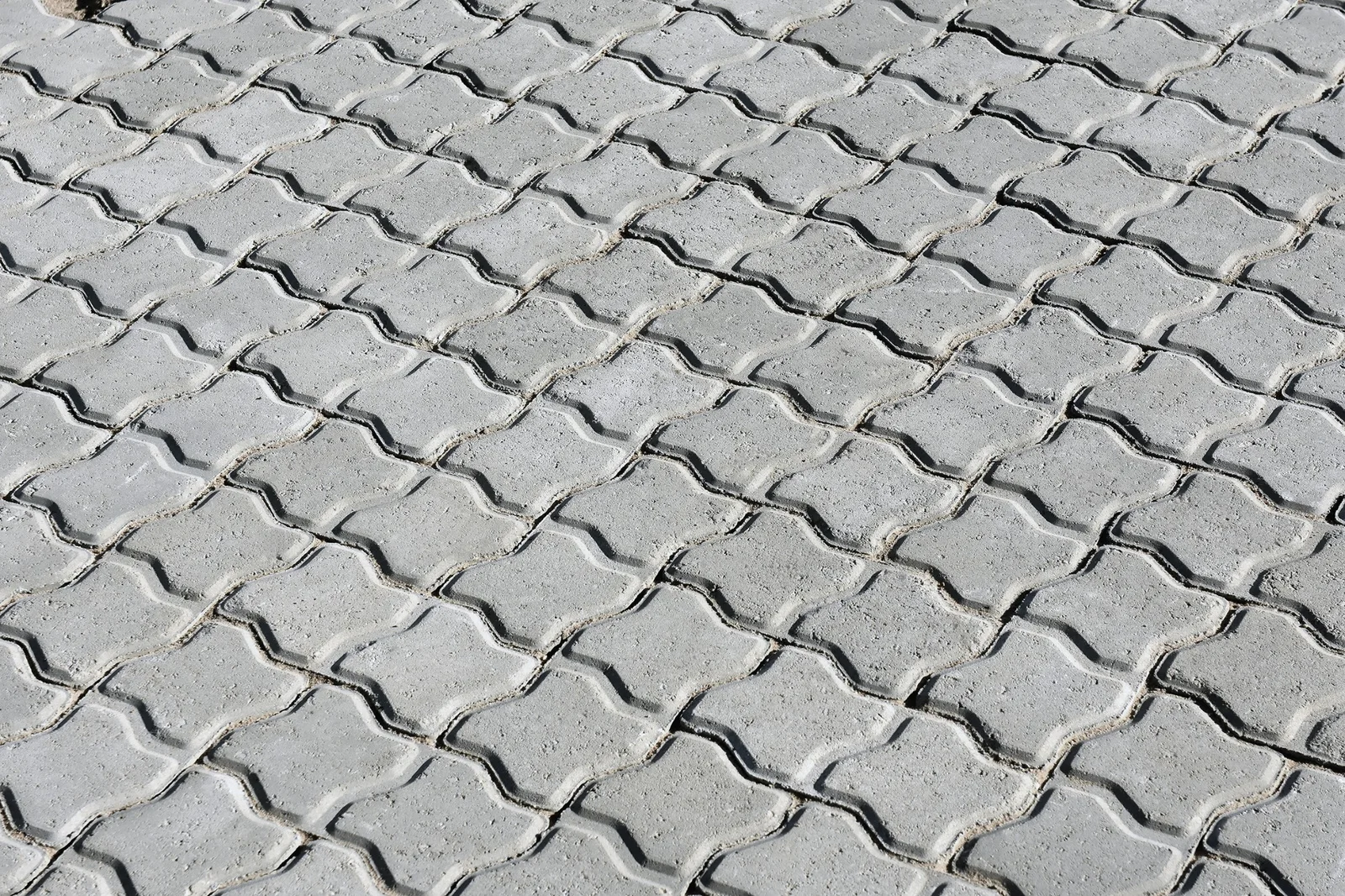 Interlocking paving blocks installed in a landscaped project area