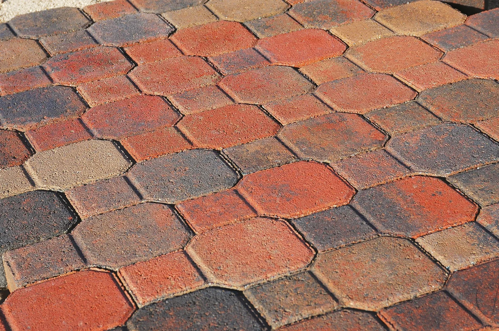 Decorative concrete paving installed in a modern commercial setting